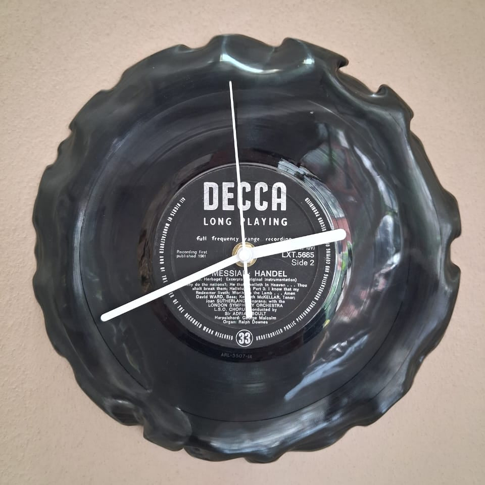 Bespoke Loosely Shaped and Tight Folded Edge Messiah LP Clock