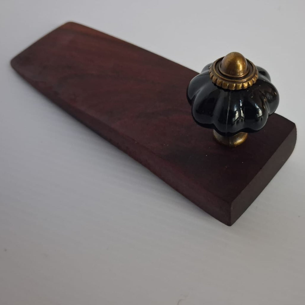 Wooden Door Wedge / Stopper - Black Knob - Narrow