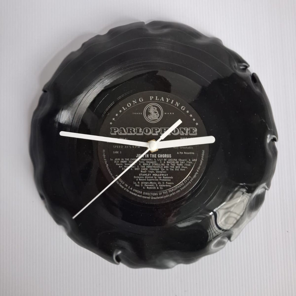 Bespoke Loose Formed Tight Fold Upcycled LP Clock - Parlophone - Join in the Chorus