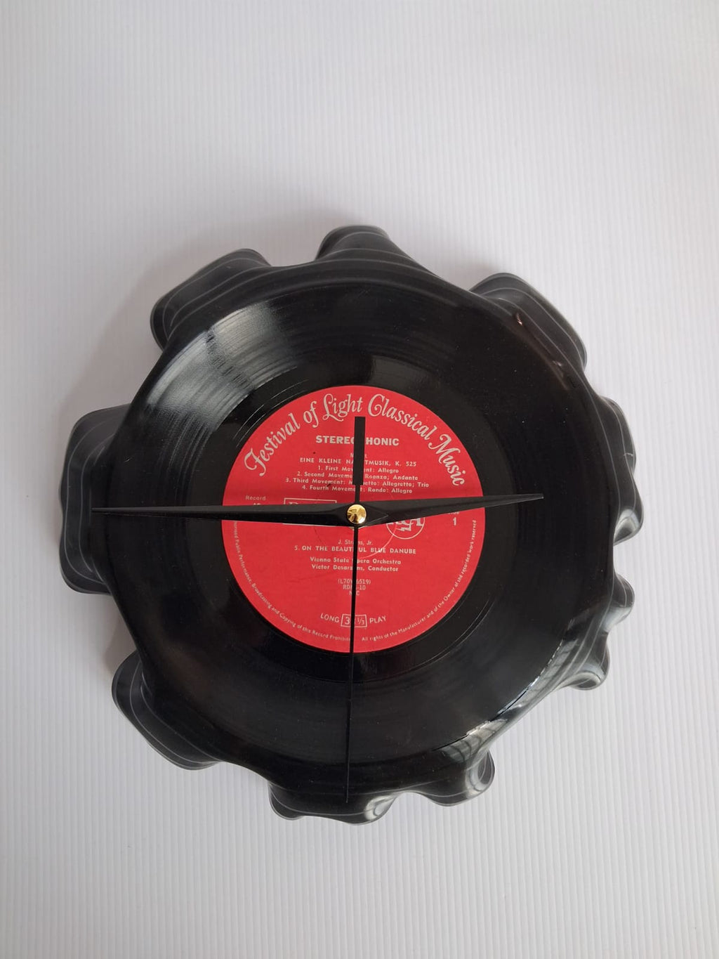 Bespoke Loose Formed Tight Fold Upcycled LP Clock - Eine Kleine Nachtmusik