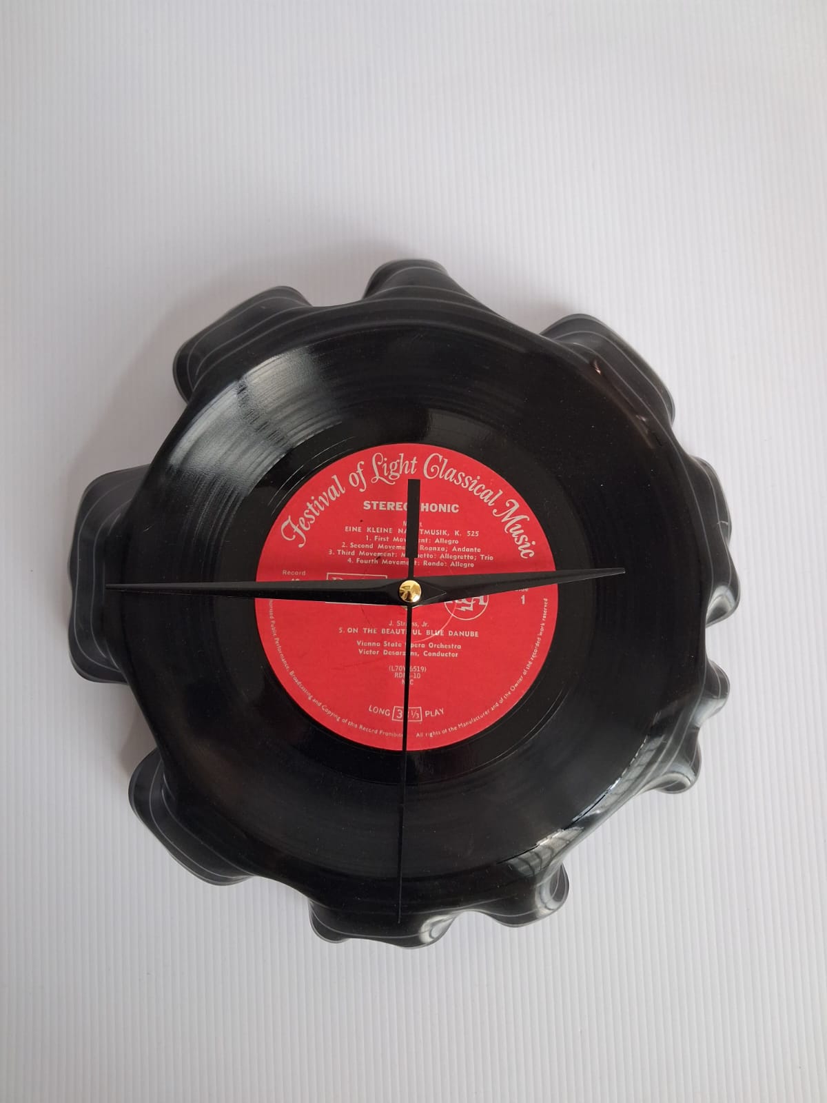 Bespoke Loose Formed Tight Fold Upcycled LP Clock - Eine Kleine Nachtmusik
