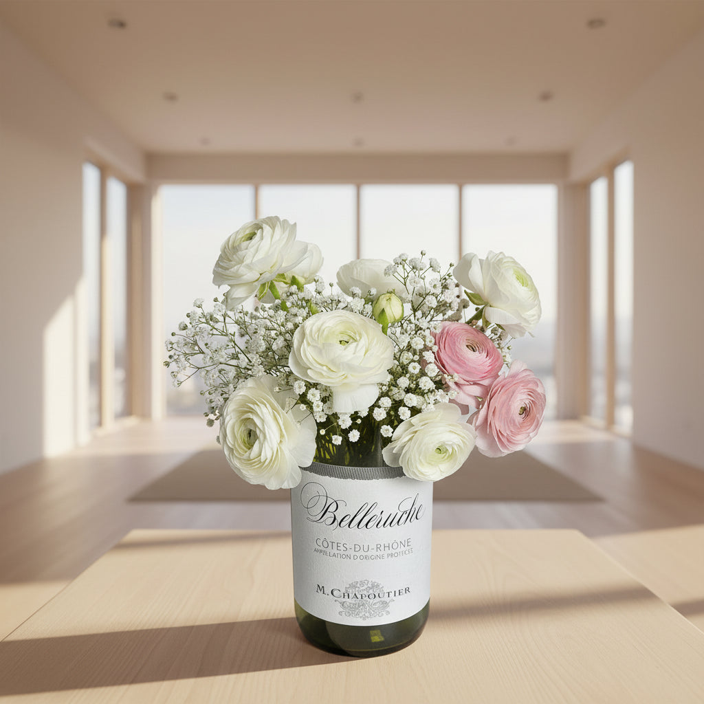 Bespoke handcrafted cut and ground Belleruche Côtes-du-Rhône bottle