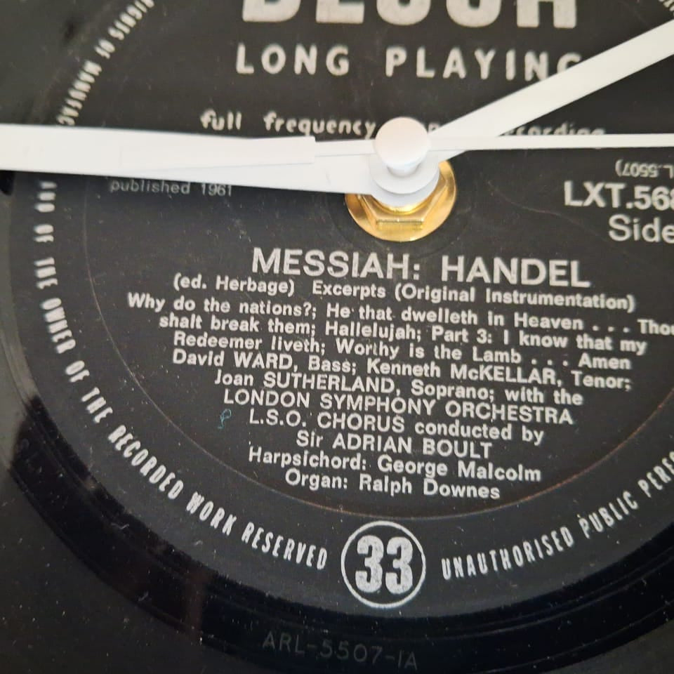 Bespoke Loosely Shaped and Tight Folded Edge Messiah LP Clock