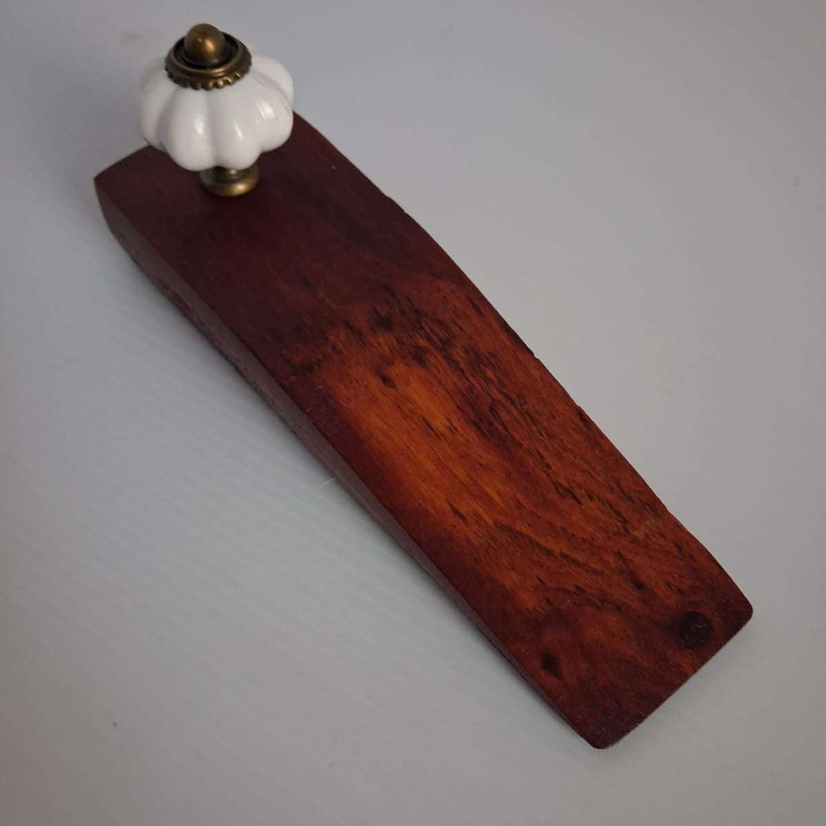 Wooden Door Wedge/ Stopper - White Knob - Narrow