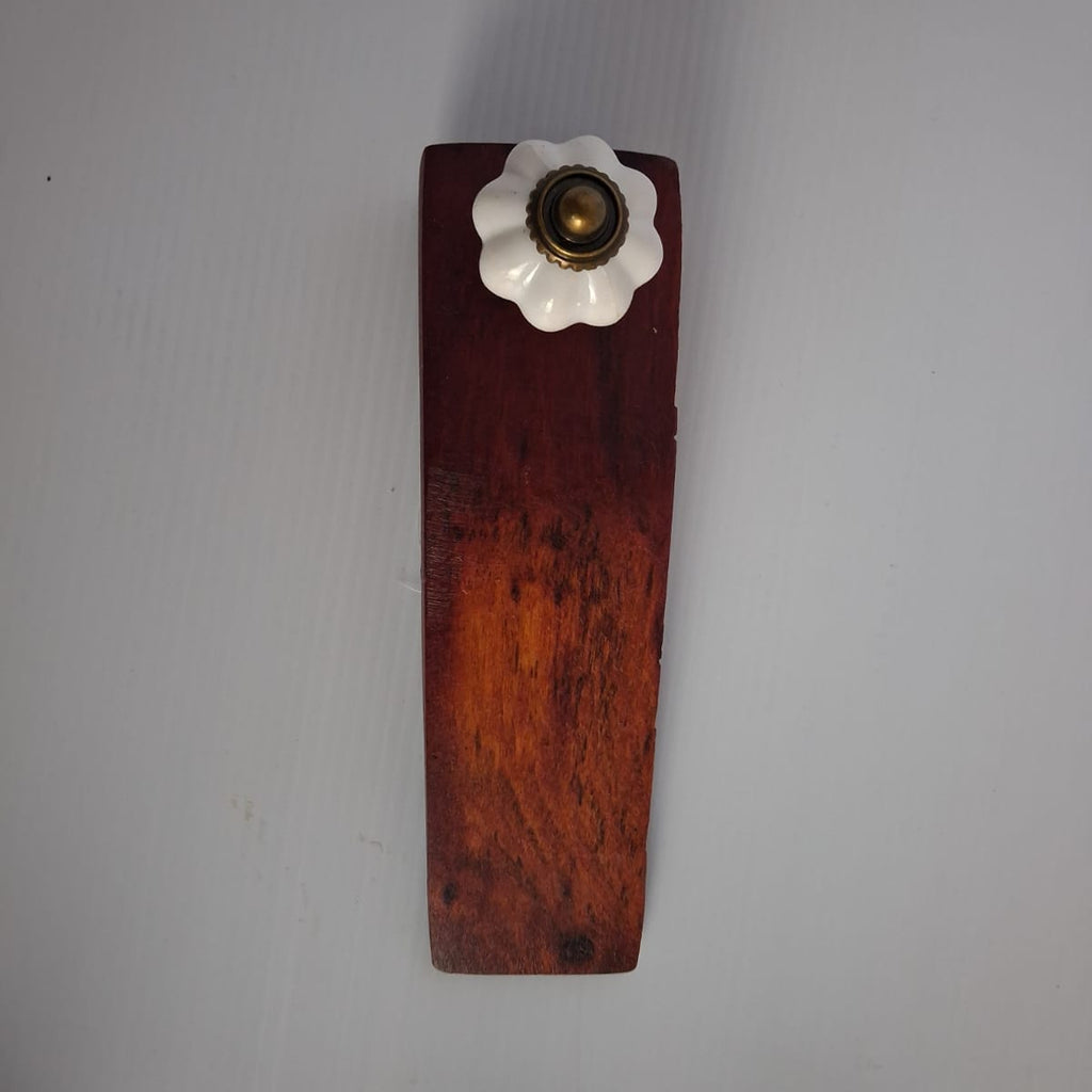 Wooden Door Wedge/ Stopper - White Knob - Narrow