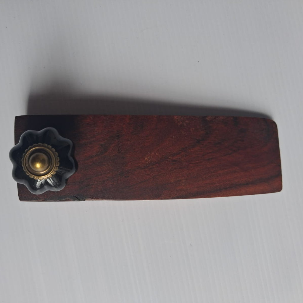 Wooden Door Wedge / Stopper - Black Knob - Narrow