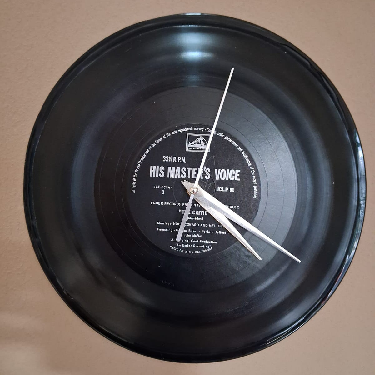 Bespoke Concentric Upcycled LP Record Clock - The Critic - His Master's Voice