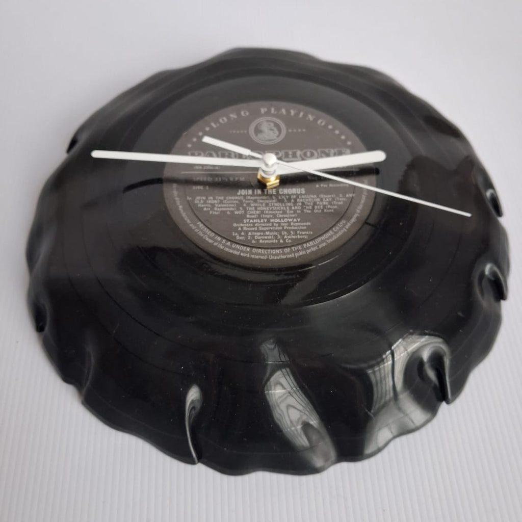 Bespoke Loose Formed Tight Fold Upcycled LP Clock - Parlophone - Join in the Chorus