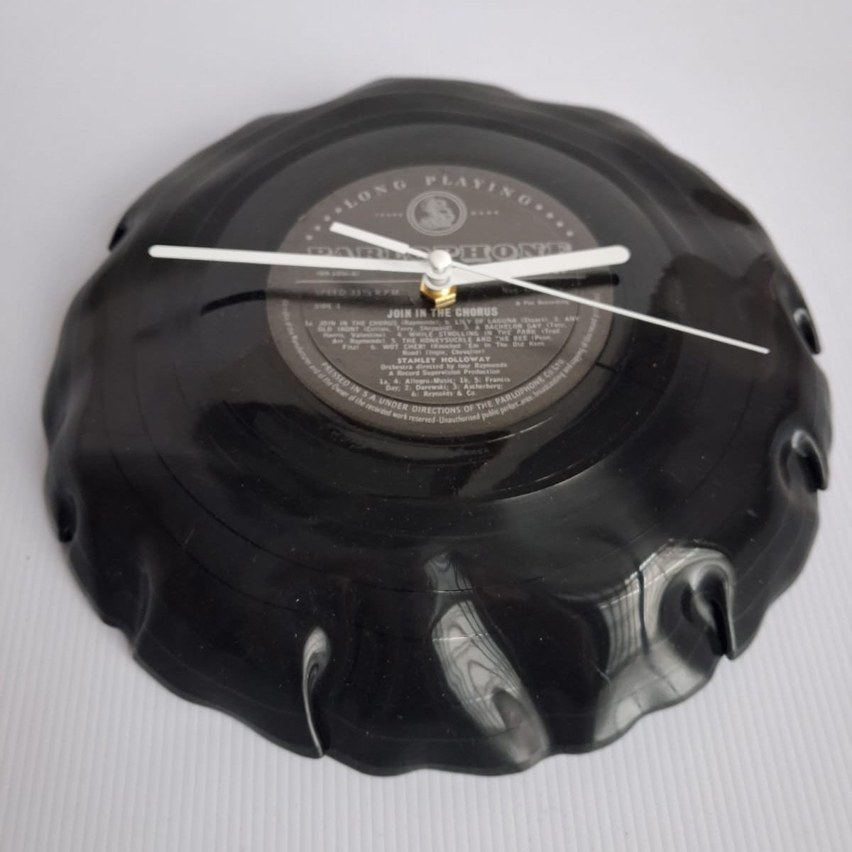 Bespoke Loose Formed Tight Fold Upcycled LP Clock - Parlophone - Join in the Chorus