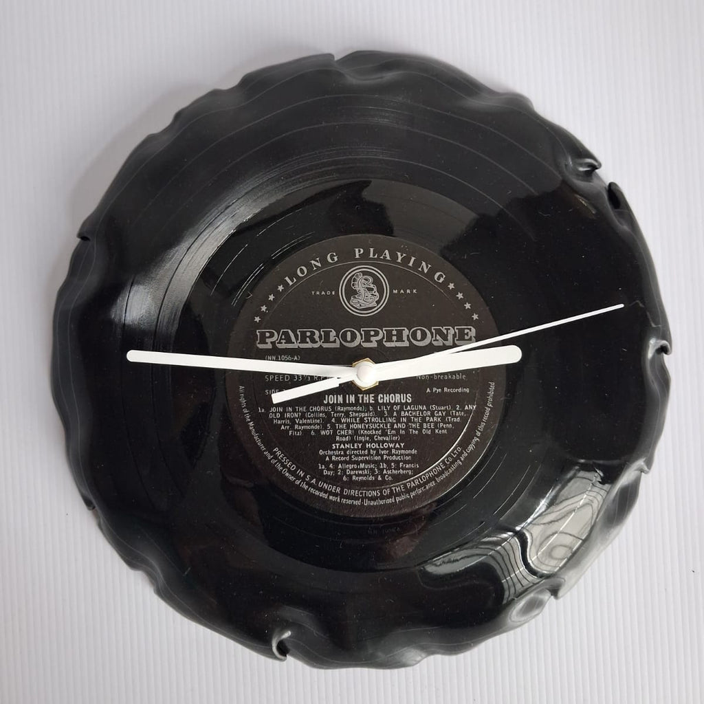 Bespoke Loose Formed Tight Fold Upcycled LP Clock - Parlophone - Join in the Chorus