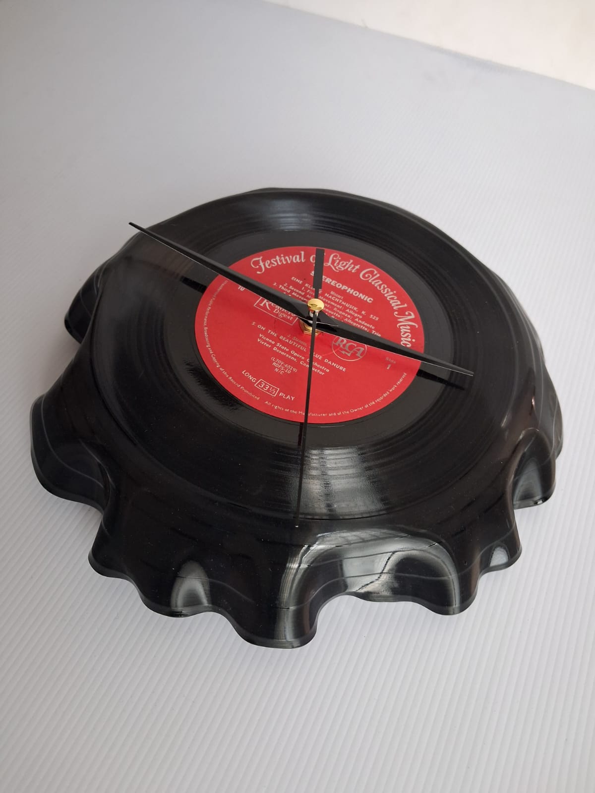 Bespoke Loose Formed Tight Fold Upcycled LP Clock - Eine Kleine Nachtmusik