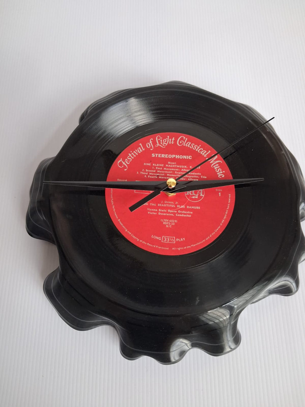Bespoke Loose Formed Tight Fold Upcycled LP Clock - Eine Kleine Nachtmusik