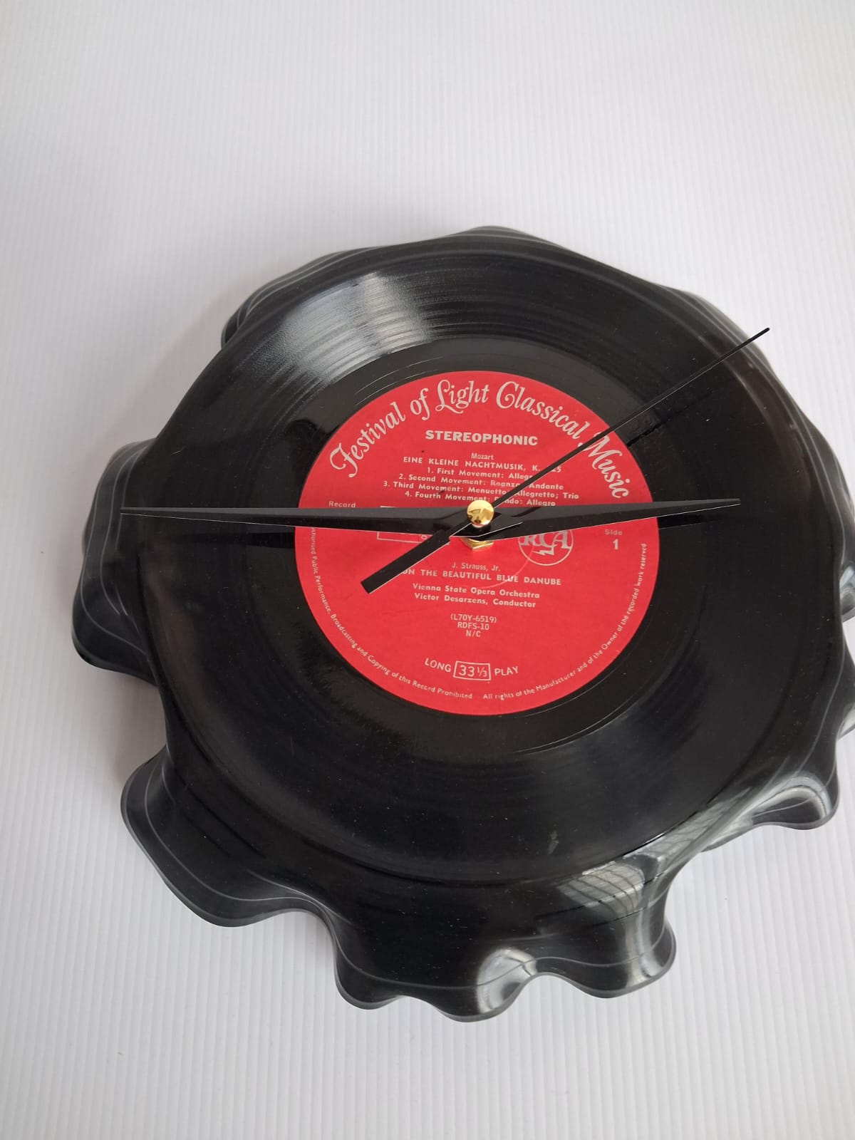 Bespoke Loose Formed Tight Fold Upcycled LP Clock - Eine Kleine Nachtmusik