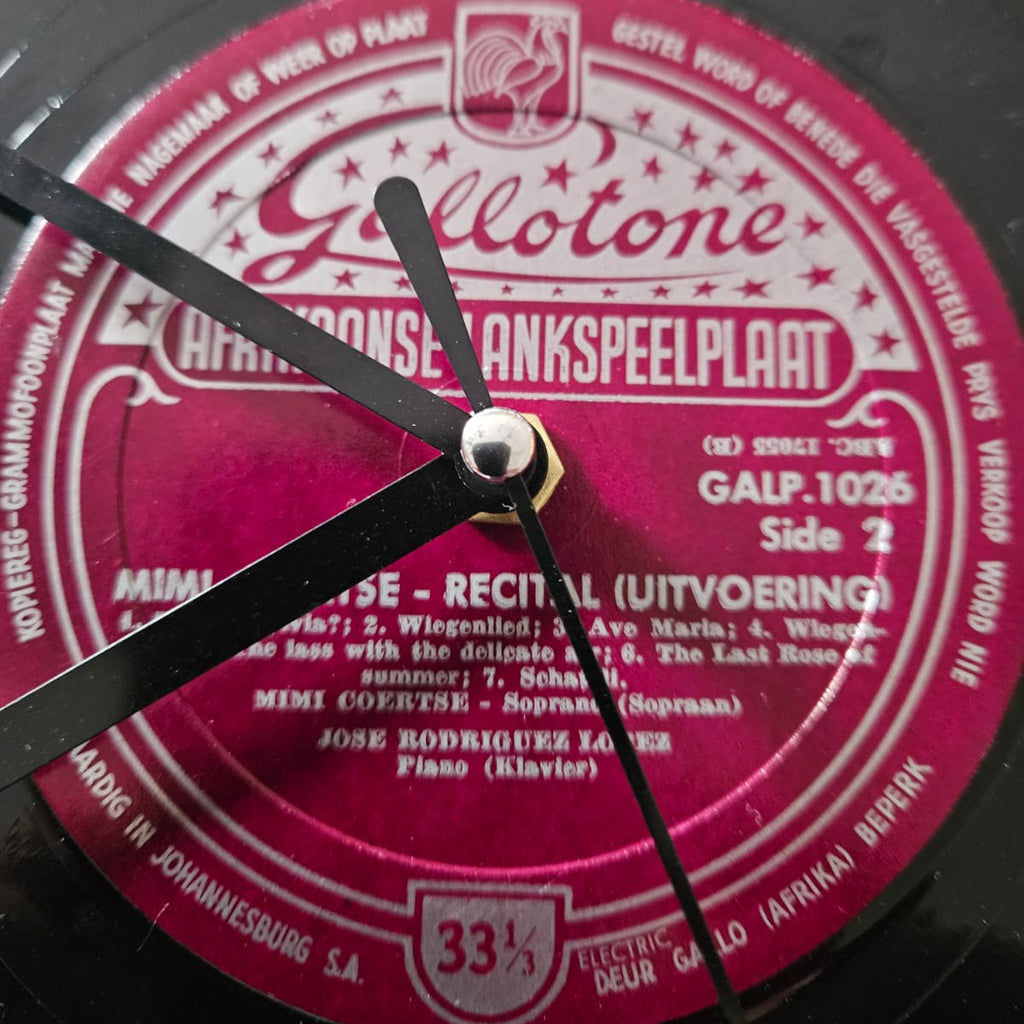 Bespoke Concentric Formed Upcycled LP Clock - Vintage Mimi Coertse Album
