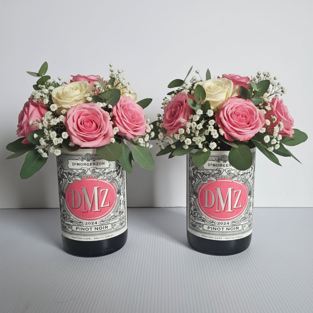 Bespoke handcrafted cut and ground DMZ wine bottles