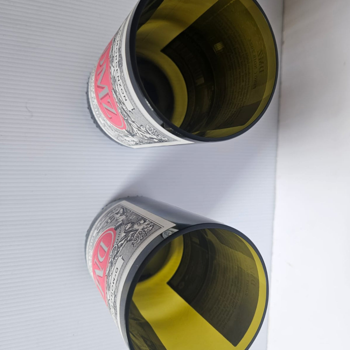 Bespoke handcrafted cut and ground DMZ wine bottles
