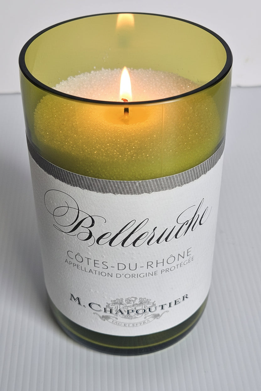 Bespoke handcrafted cut and ground Belleruche Côtes-du-Rhône bottle