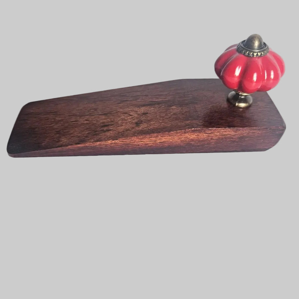 Wooden Door Wedge / Stopper with Red Knob - Narrow